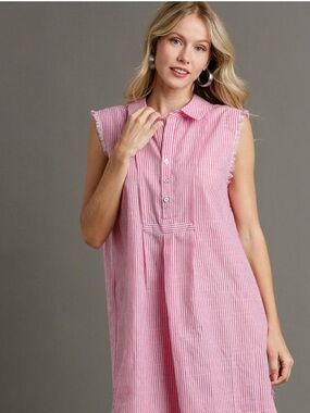 Umgee Pink & White Striped Dress